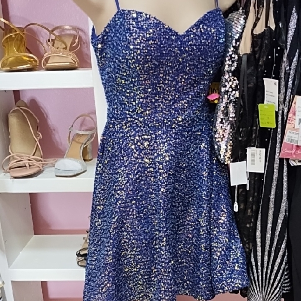 City Studio Blue Sequin Mini Dress
